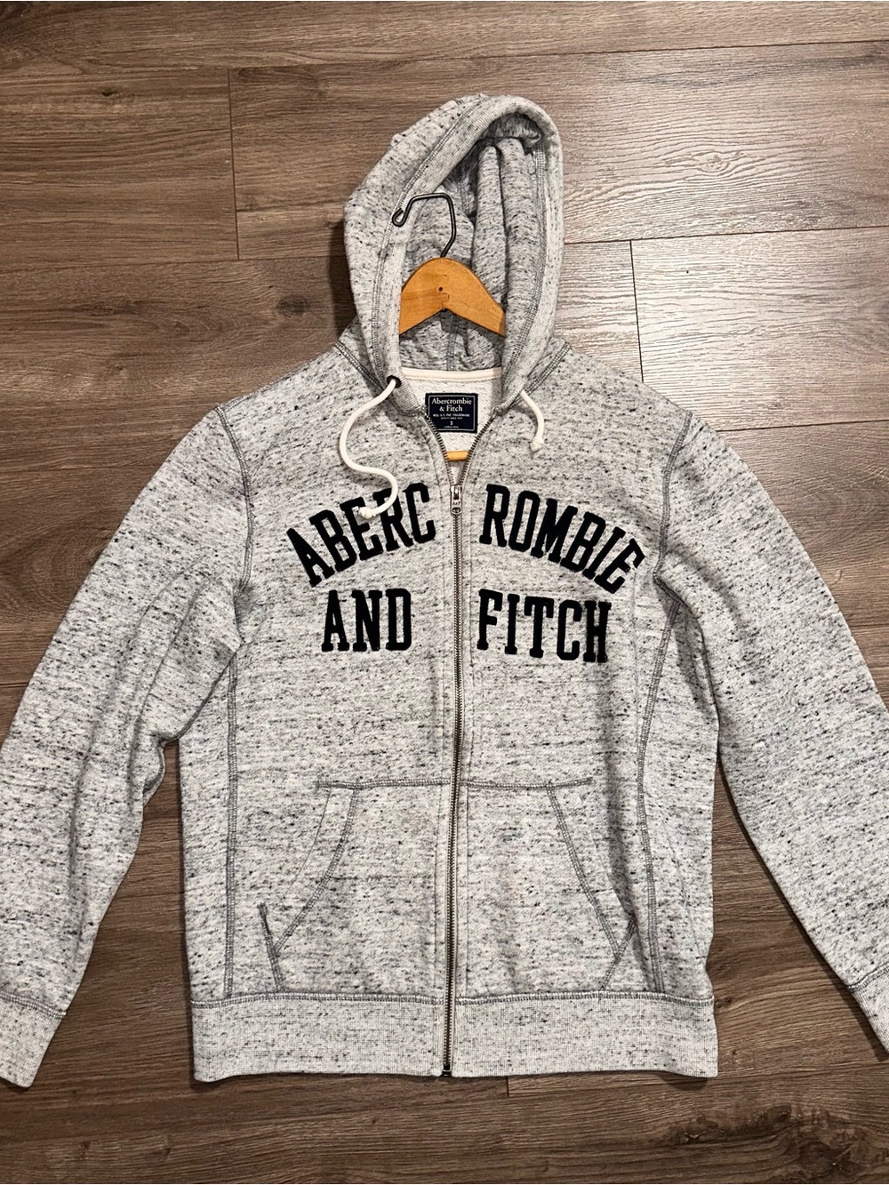 Abercrombie & Fitch Heather Gray Zip Hoodie with Navy Label NWOT